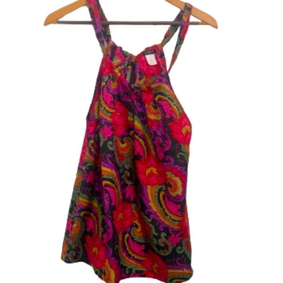 J. CREW Small Halter Silk Top Sleeveless Tie Collar Paisley Floral #19737  - NWT - Picture 1 of 8